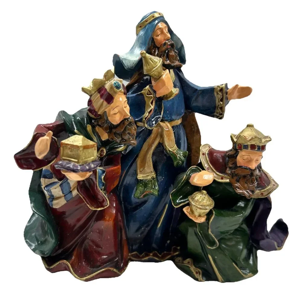 Vintage Three 3 Wisemen Wise Man Gold Frankincense Myrrh Worship Jesus The‎ King